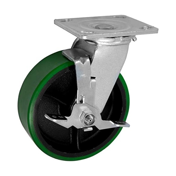 Medium Duty 4"X 2" Green Polyurethane ON Iron Wheel, Swivel Caster